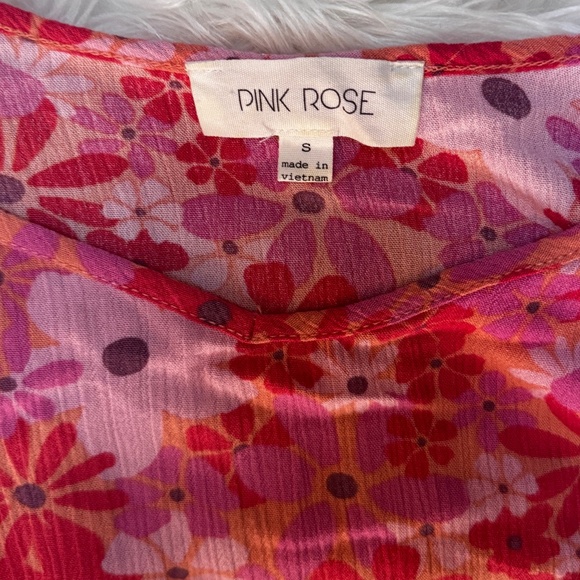 Retro flower Camisole Top | Pink Rose | Women's Small | Hot Pink | Flowy - Picture 5 of 6